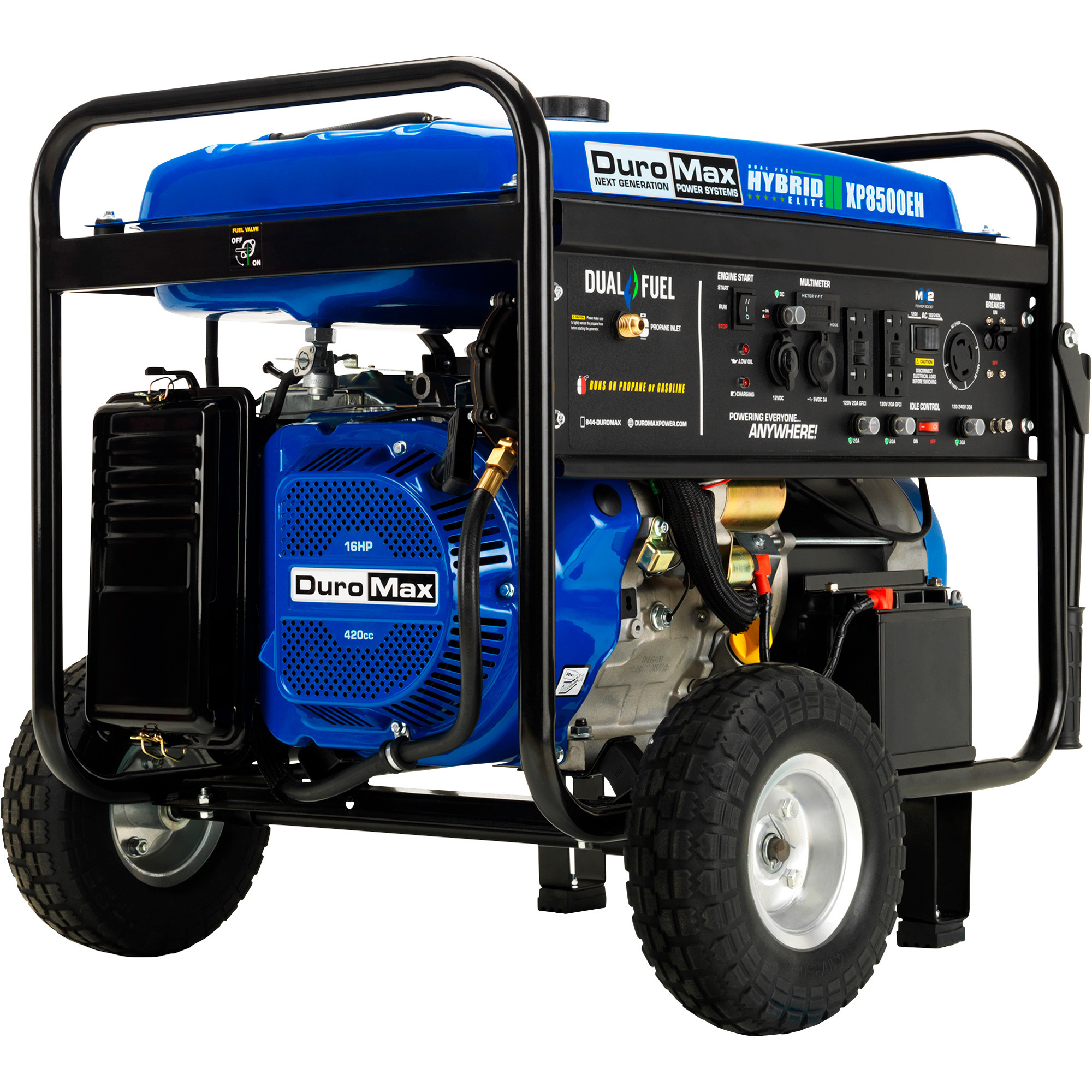 DuroMax Portable Dual Fuel Generator, 8500 Surge Watts, 7000 Rated Watts, Electric Start, Model# XP8500EH